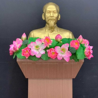 Hoa sen cao su trang trí tượng bác KT 80x60cm